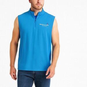 Northwood Station Golf Club Mens L Blue Sleeveless Polo Vest Zipper Collar